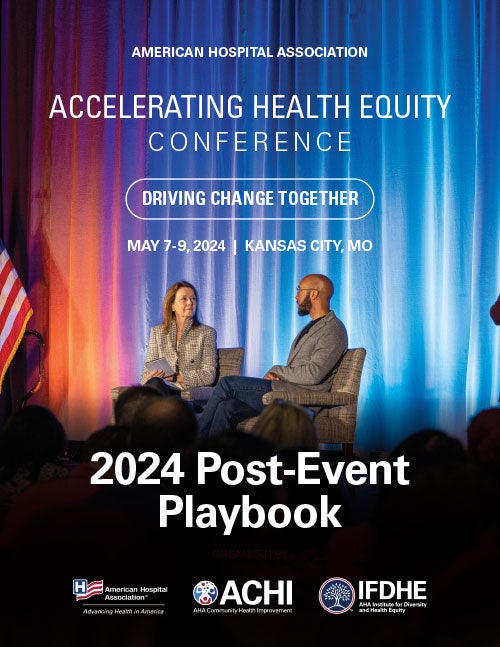 Cover of the 2024 Accelerating Health Equity Post-event Playbook